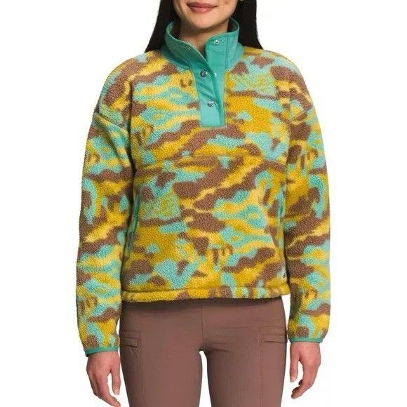 NEW The North Face Womens Small Cragmont 1/4 Snap Fleece Pullover Wasabi Camo - Picture 1 of 8